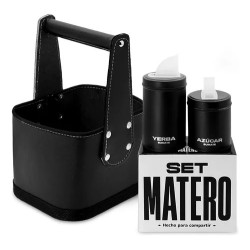 Equipo de mate - Set Canasta Latas color negro asa rígida