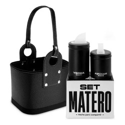 Equipo de mate - Set Canasta Latas color negro asa flexible