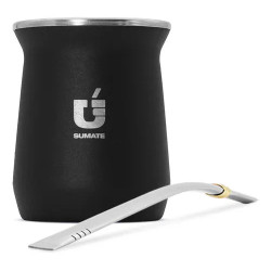 Mate térmico Premium negro con diseño + bombilla